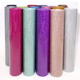 Fönsterklistermärken glitter värmeöverföring järn på t-shirt diy cricut hantverk för kläder htv skjorta hög elastisk dekorfilm lätt att klippa 25 cm