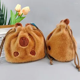 Bolsas de armazenamento Cartoon Capybara Bag Kawaii Messenger fofo crossbody for women garotas de anime Plush bolsa de aniversário presente