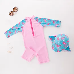 2pcs Baby Girl Swimsuit UV UPF50+ One Piece Kids Girls Swimwear в течение 1-7 лет.