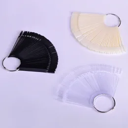 50PCS Black/Natural/Transparent Nail Art Practice Display Tools False Nail Tips Fan Shape Polish UV Gel Showing Tools