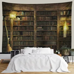 Magic Vintage Bookshelf Tapestry HD Fabric Bedspread Home Wall Decor Hippie Boho Witchcraft Bedroom