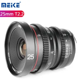 Accessori Meike Lens 25mm T2.2 Ampia angolare ad apertura Lens Manuale Focus per EMOUNT XFMOUNT M43 LENNINGS CAMERE LENS