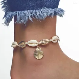 Anklets Boho 여름 금색 껍질 발 발목 발목 보헤미안 콘크 여성용 다리 체인 Beach Jewelry에 Anklet 팔찌