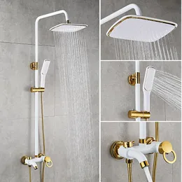 Misturador Chuveiro Bathroom Black High-pressure Shower System Wall Rainfall Bath Mixer Tap Luxury Sprinkler Set Full Gold Kit