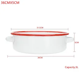 1pcs Emaille Doppelohr Deep Dish Backschale Backpasteten Keks Backen Kuchen Pfanne Futterteller Aufbewahrungsträger Geschirr