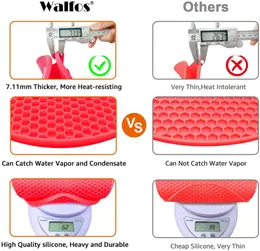 Walfos Silicone Trivet Mats 4耐熱性ポットホルダー多目的非スリップのためのキッチンポットフォルダーホットディスカーズジャーオープナー