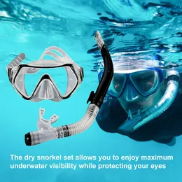 Snorkeling a secco set Gonna in silicone a quattro lenti Scuba Panoramica Maschera per immersioni a secco Snorkel Anti-Fog Anti-Fog Snorkeling Anti-Fogeling Facewear