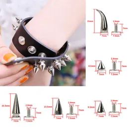 10pcs/lot Alloy Spikes Cone Studs Rivet Bullet Spikes Cone Screw Studs Clothes Leathercraft Punk Rock Coned Spikes