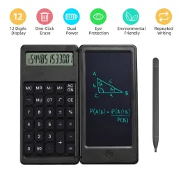 Calculadoras 2 em 1 placa de desenho recarregável notebook de caligrafia com função/calculadora básica Tablet de escrita LCD 6in SketchPad