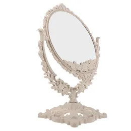 1pc hjärtformad makeup spegel vintage europeisk stil akryl en sida makeup spegel 360 grader svivel skrivbordsmakeup verktyg