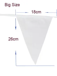 2st 8m Pure White Wedding Fabric Pennant Banner Bakgrund 20 Flaggor Brud Bunting Banner Diy Garland Home Party Festival Decor