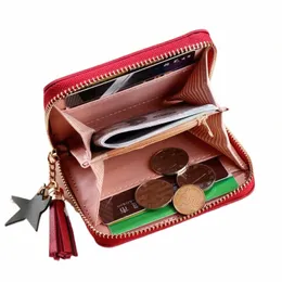 Kadınlar küçük cüzdan bayanlar mini püskül cüzdan sevimli kız kısa fermuar güzel pu deri paralı çantası dişi el cüzdan çantası c2bv#