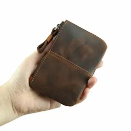 Newsbirds Echtes Leder Kurzes Brieftasche für Männer Frauen Coin Geldbörsenhalter Brieftaschen Männliche Frauen kleine Ledermünze Geldbörse G765#
