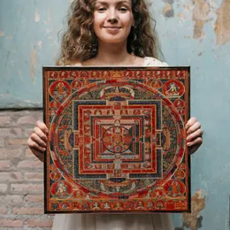 Mandala Of Manjushri Art Print Poster Bodhisattva Buddhist Deity Wall Picture Tibet Culture Canvas Painting Religious Decor Gift