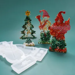 2024 DIY Zestaw świąteczny Forma Forma Silikonowa Choinka Snowman Transparent Epoksydowe Ozdoby żywicy epoksydowej do domowej dekoracji