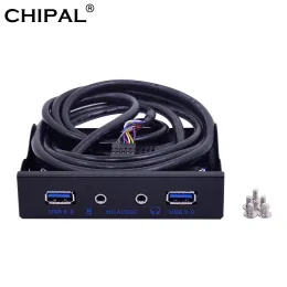 Hubs Chipal 20Pin 4 Port USB 3.0 HUB PC Front Panel Bracket HD Audio 3,5 mm hörluranslutning för skrivbord 3,5 "Floppy Disk Bay
