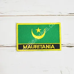 Mauretania National Flag Stickerei Patches Abzeichenschild und quadratische Form Pin ein Set auf der Stoff Armband Rucksack Dekoration