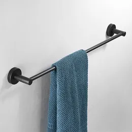 Matt svart aluminium badrum enkel handdukshylla rack hållare badhandduk hängare bar fyrkantig designtowel skena badrum tillbehör
