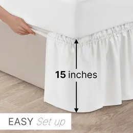 Thicken Wrap Around Dust Ruffle Bed Skirt- Easy Fit Elastic Strap Pleated with Premium Fabric - Wrinkle Free, Machine Wash