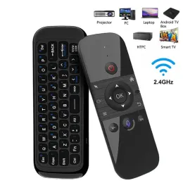 Caixa W1 Pro Air Mouse Voice Control 2.4g Teclado sem fio 2 em 1 Controle remoto recarregável IR Aprendizagem para TV Smart Android Box