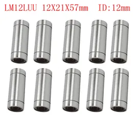 10pcs lm12luu 12x21x57mm id = 12 mm長いタイプ12*21*57 mm線形ボール線形ガイド光軸ベアリング