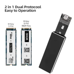 エンクロージャーSSD NVMEケースUSB 3.1エンクロージャーNVMEおよびSATA M.2 BOX10GBPS USB C 3.1 GEN2 SSDアダプターSAMSUNG 960/970/980 EVO M2 NVME SSD