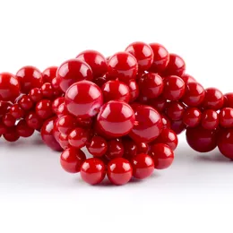 4-12mm naturliga stenpärlor syntes röd korall runda lösa pärlor för smycken tillverkar diy armband halsband handgjorda tillbehör