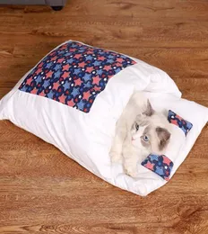 Cama de animais de estimação para cachorro Cato de canil de inverno Cão quente casa de dormir saco de dormir de pelúcia longa super macia cama de cachorro de cachorro tapete de tapete de gato