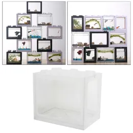 Mini Fish Tank Aquarium Office Home Desktop Pet Betta Feed Box Office Decor