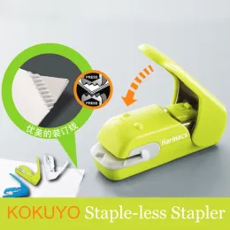 Stapler Japan Kokuyo Staple Free Stapler Harinacs Press Creative Safe Student Stationery