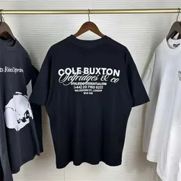 Erkek Tişörtleri Cole Buxton Flash Mektup Etiketi Kısa Kollu T-Shirt En İyi Kalite Siyah ve Beyaz Yaz Top Mens Basit Tişört J240409