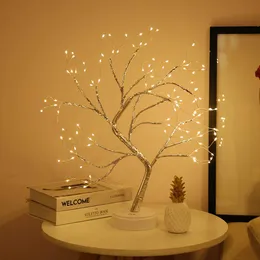 36/144 LEDs USB Bonsai Lampe Gypsophila Tree Night Light Touch Copper Drahttisch Lampe Home Party Hochzeits Weihnachtsferiendekoration