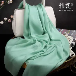 Lenços mulheres moda moda 100% lenço de seda macio verde elegante de cor sólida pura feminina hangzhou xale longa primavera outono inverno verão 240410
