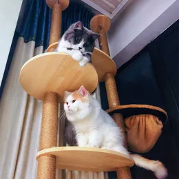 Cat Tree DIY Sisal Solid Wood Cat's House Pet Furniture Cat Climbing Ramka Wymiana Akcesoria