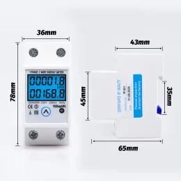 5 (80) En 220V 230V 50Hz Digital Wattmeter AC Power Energy Meter Rail KWh Spänningsströmmätare Bakgrund med återställning Funktion