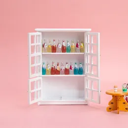 1/12 Dollhouse 미니어처 커피 와인 디저트 케이크 책장 캐비닛 캐비닛 캐비닛 가구 모델 키트 인형 집 홈 장식