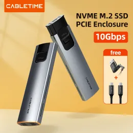 Muhafaza Cabletime SSD CASE M.2 NVME SATA Çift Protokol Kılıfı Muhafaza USB 3.1 Gen 2 10Gbps 2 TB Harici PCIE NGFF Tip C SSD Kutusu C436