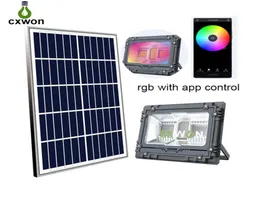 RGB Solar Flood Lights 60W 100W 200W 300W 500W 800W LED Floodlight Music Speaker Bluetooth Landscape Lights für Weihnachten Outdoor5470555