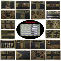 Infrared IR Reflective American Spanish French DEU NLD Italy UK Israel Russian National Flags Tactical Military Patches Badges