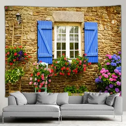 Popular Grécia Town Hippie Big Tapestry Spring Flower Street Home Courtyard Patio Wall Holding Art Deco Blanket Rooms Mural