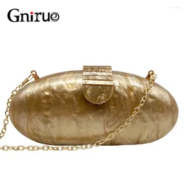 Sacchi da sera gnirue marchio portafoglio di moda donne acriliche graziose borse lunghe rotonde donna solido marmo di lusso da ballo da ballo casual clutch casual