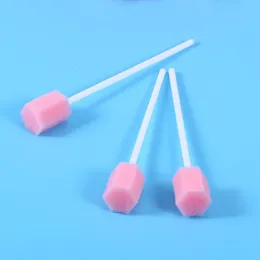 100 Stück Einwegmundpflege Schwamm Tupferzahn Reinigung Mund Tupferschwamm für oralen medizinischen Gebrauch Pink/Blau