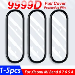 9999D Filme de vidro de proteção para Xiaomi Mi Band 8 7 Protector de tela Pro para Miband 6 Capa Smart WatchBand 8 7 6 5 4 Filme suave