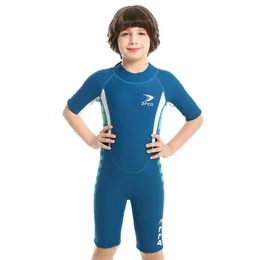 2.5mm One-Piece Children's Short Diving Suit Boys Zipper Short-Sleeved Warm Neoprene日焼け止めスイミングダイビングサーフィンスーツ