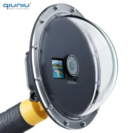 Câmeras Qiuniu Porta de cúpula à prova d'água para DJI Osmo Action1 Câmera de mergulho subaquática Lente de caixa de moradia com flutuação acessórios de aderência à mão