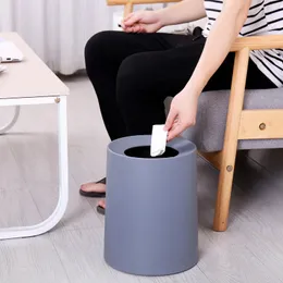 Nordic Creative Simple Trash Can Japanese Style Home Living Room Badrum Avtäckt dubbelt stort kontor papper hink YHJ120507