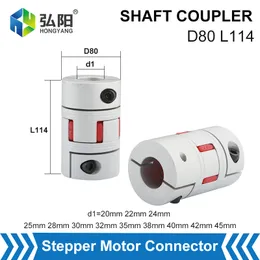 D80L114 ALUMINIUM PLUM SOFT SHAFT COUPLING MOTOR CONNECTOR 20/22/ 24/25/30/32/40/42/ 45mm 3D -skrivare CNC Mjuk koppling