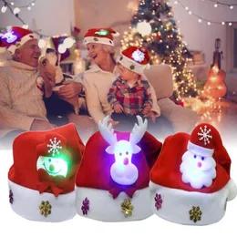 Nowy Rok Kopite dzianin Glow Christmas Hat Snowman Elk Santa Claus Hats ILUMININE WYMAGA KAŻ DORODZI NOWOŚĆ NOWOŚĆ