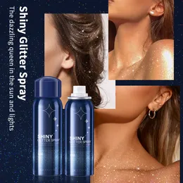 60 ml hårkropp glitter spray snabb filmbildande högglans ansikte highlighter glittrande pulver kropp spray glitter pulver för fest