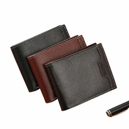 Vintage minimalistisk vikbar plånbok för män pu läder handväska kreditkortshållare mey byt påse man födelsedagspresent d76e#
